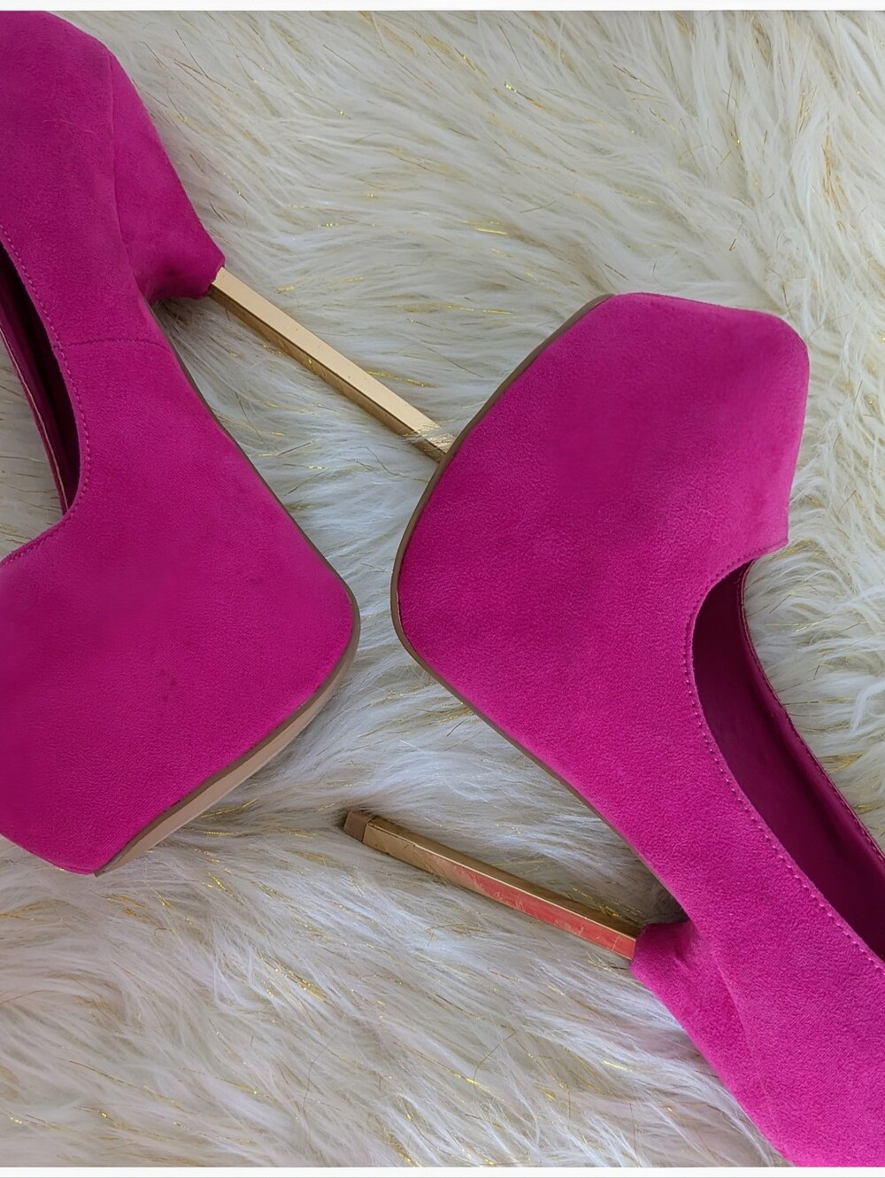 Qupid Fuchsia "Hot Pink" Vibrant Edgy Y2K Party Suede Platform Stiletto Heel